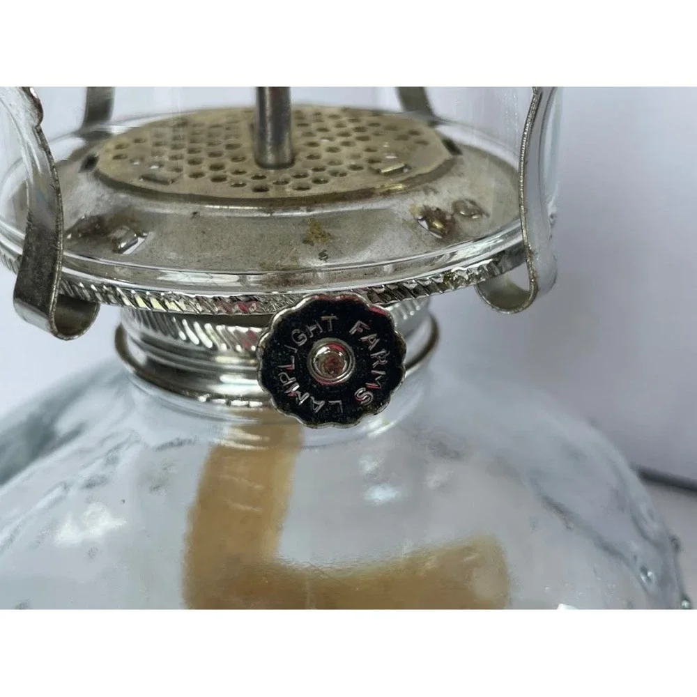 Vintage Lamplight Farms Hobnail Glass Oil Lamp Kerosene Lantern Clear Hurricane